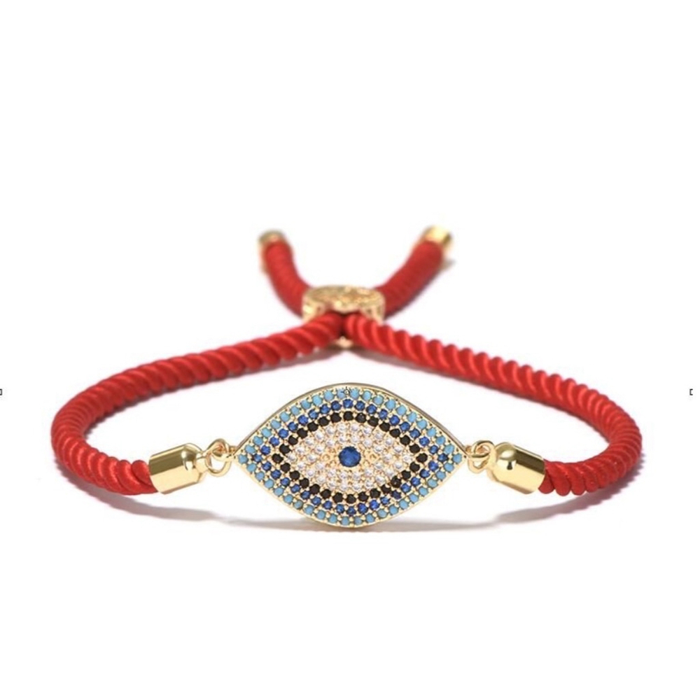 Red Evil Eye Slide‎ Bracelet | Cubic Zirconia